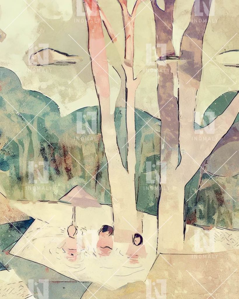 Abstract Art Print - Bathing in the Billabong