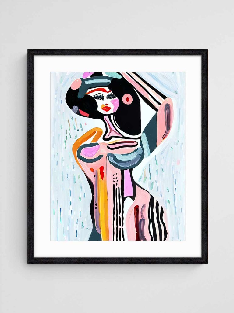 Modern Abstract Portrait Taking Cover Soft Pastel Colours