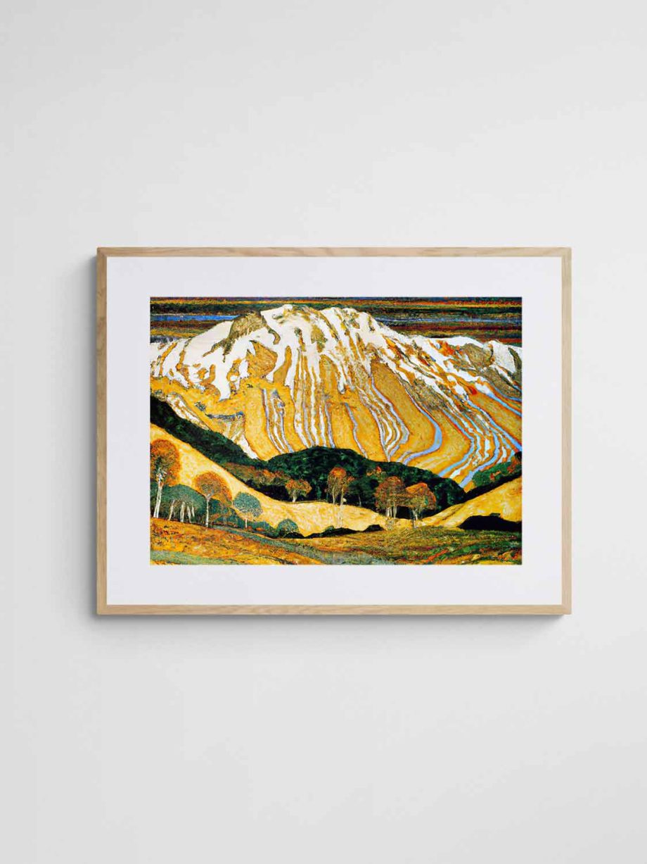 Golden mountain landscape art print