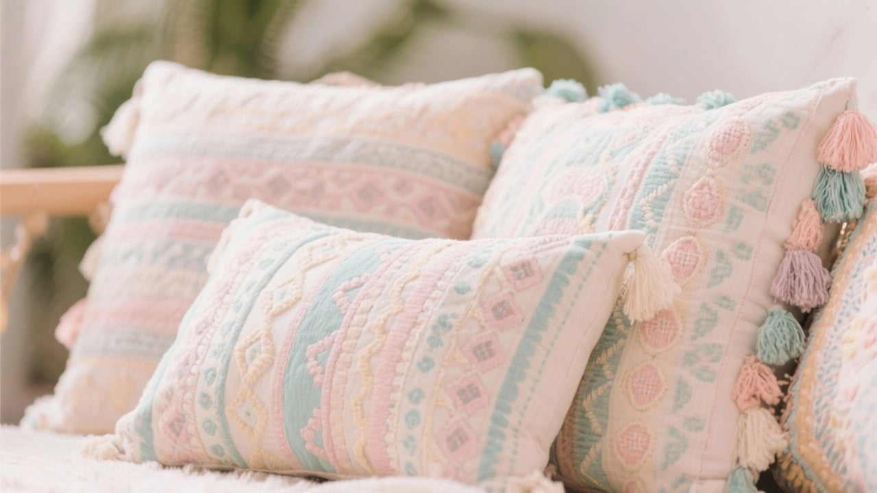 pastel bohemian cushions - Unexpected Pastels and Soft Modernism