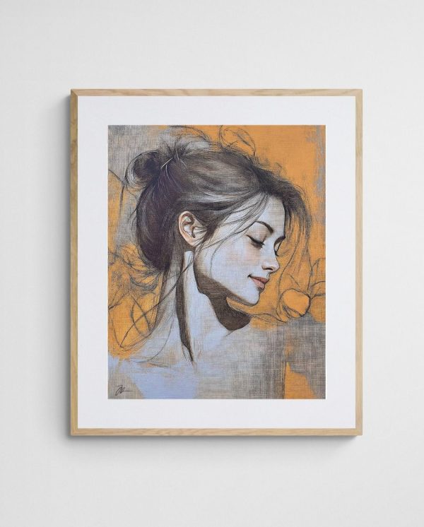 abstract portrait A Beautiful Daydream 3 art print with Ornate 4-5 Portrait frame - high quality giclée print
