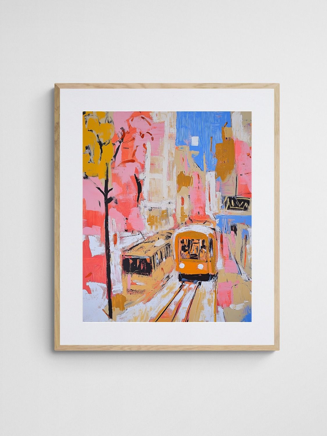 Trams in Autumn – Vibrant Melbourne Abstract Art Print