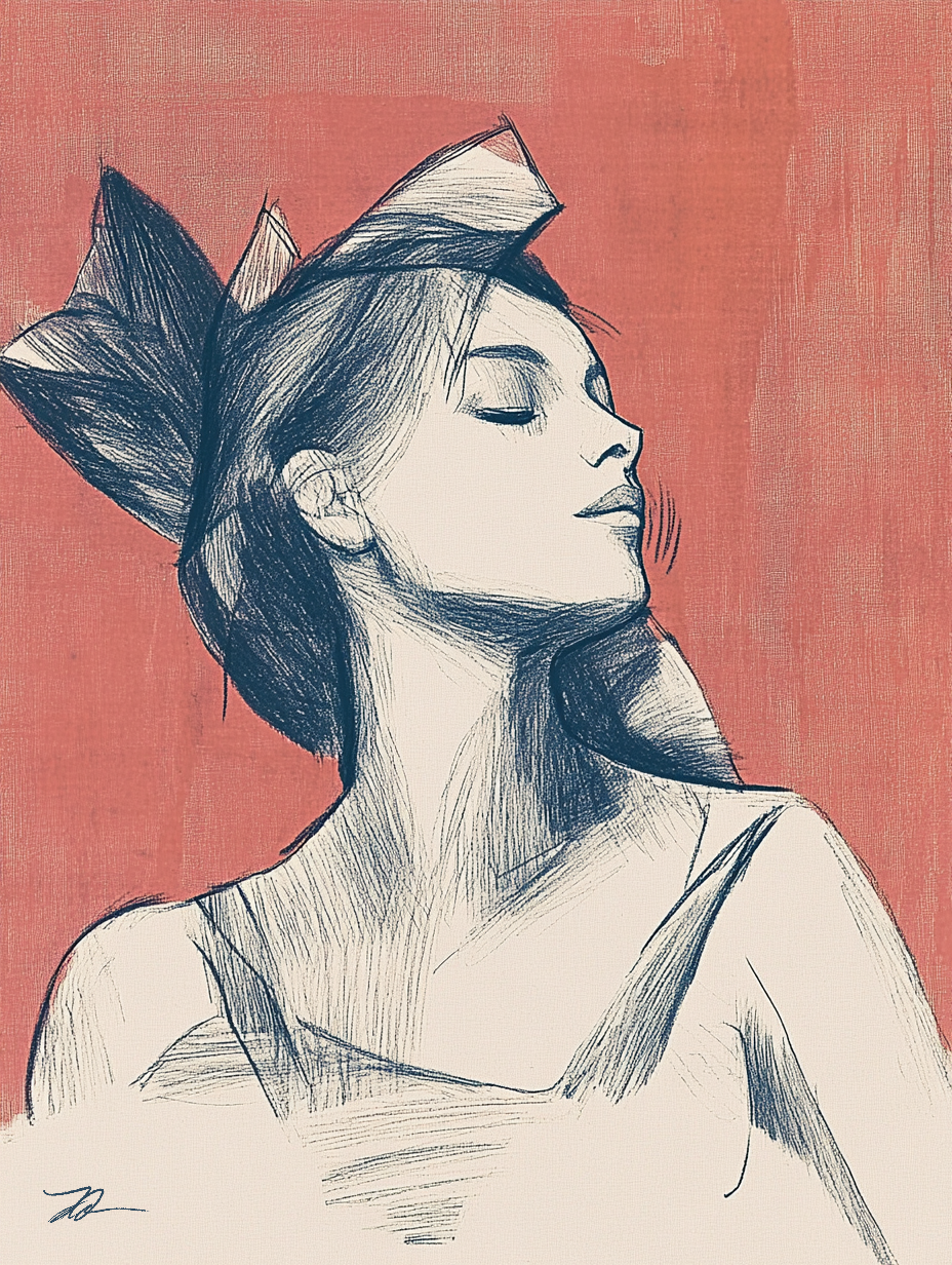 woman portrait art print Silvia in Still Life - original abstract wall art print