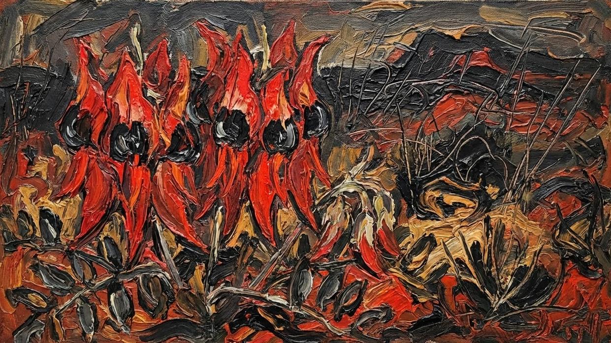 Desert Pea Abstract Art Desert Pea Country - original abstract wall art print