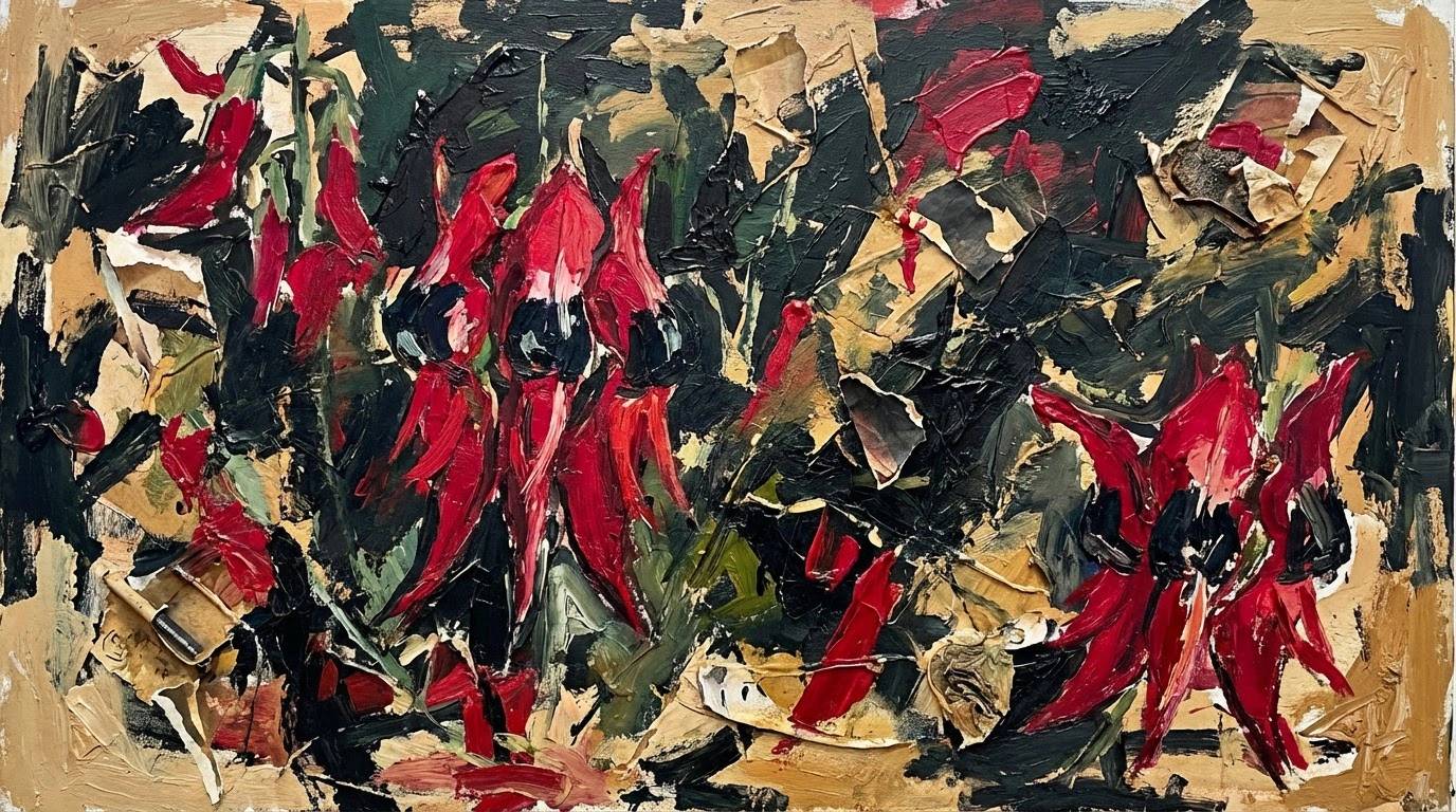 Desert Pea Abstract Art Desert Pea Chaos - original abstract wall art print