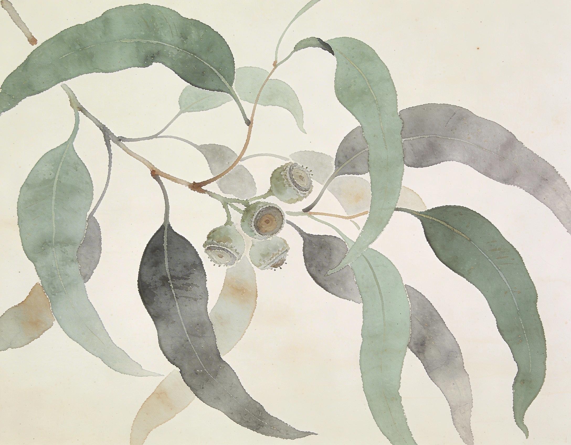 green floral boho art print Green Minimalist Eucalyptus - original abstract wall art print