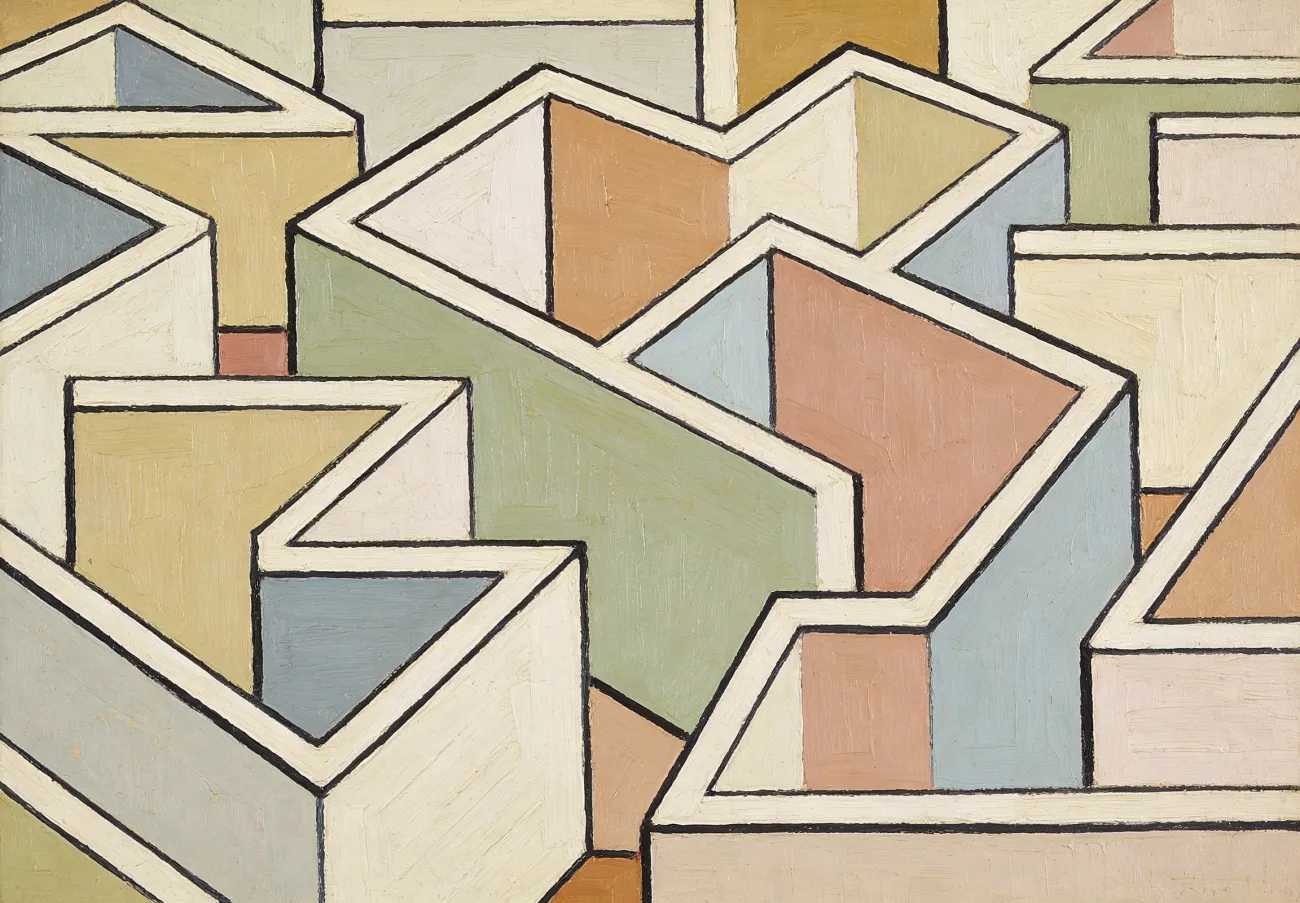 pastel Geometric abstract art print Pastel Maze - original abstract wall art print