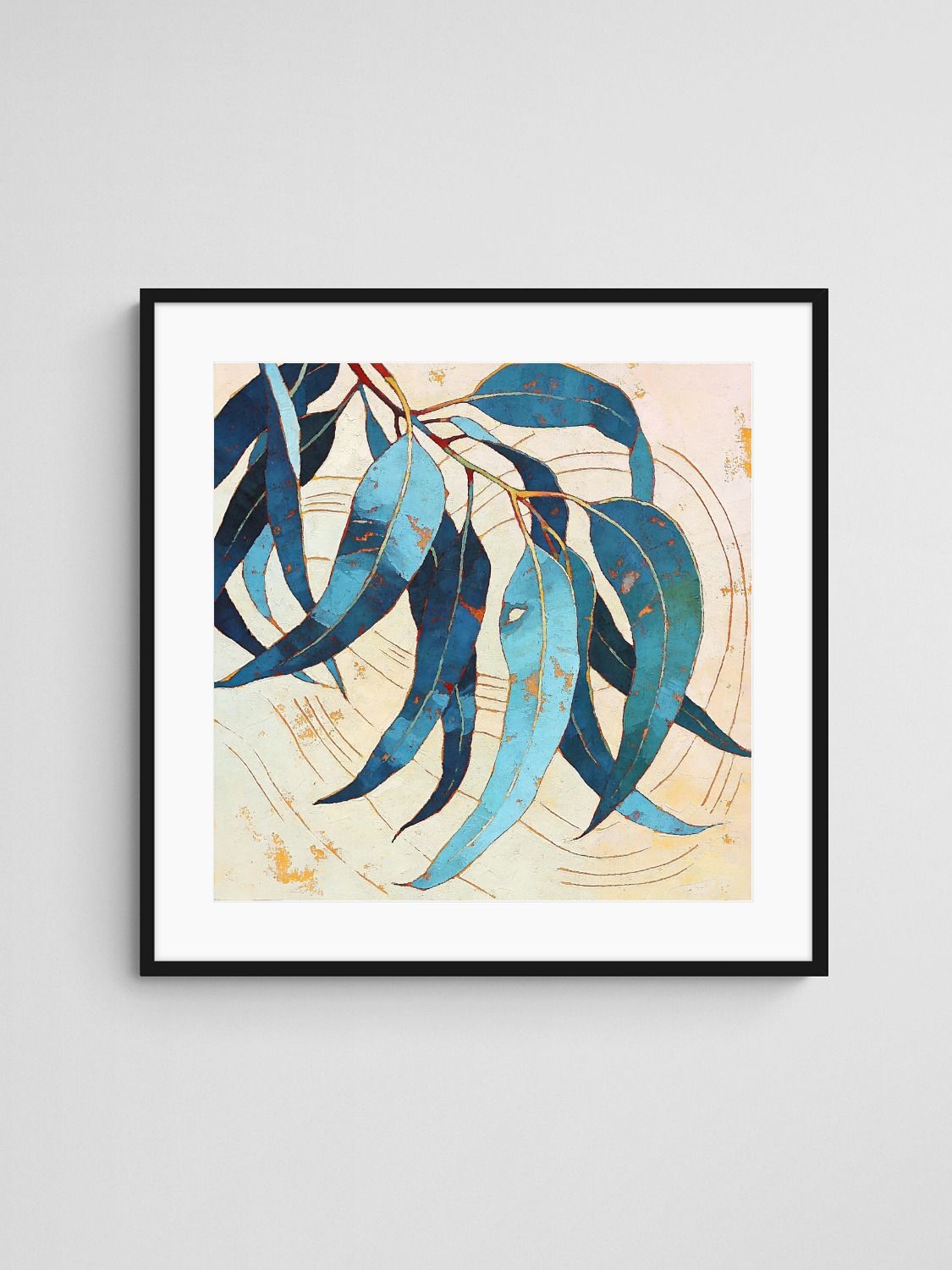 Blue Gum Abstract Print Blue Gum Abstract Print art print with Black Square frame - high quality giclée print
