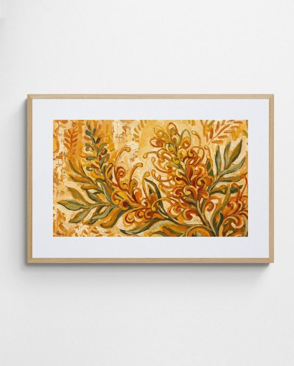 Honey Gem Grevillea Art Honey Gem Grevillea art print with Ornate 3-5 Landscape frame - high quality giclée print