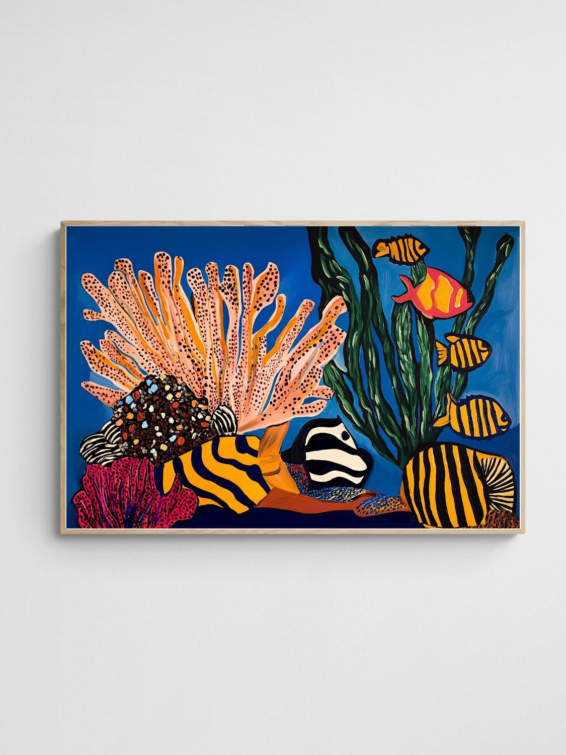 reef abstract coastal art Reef Alive 1 art print with Wood 2-3 Landscape frame - high quality giclée print