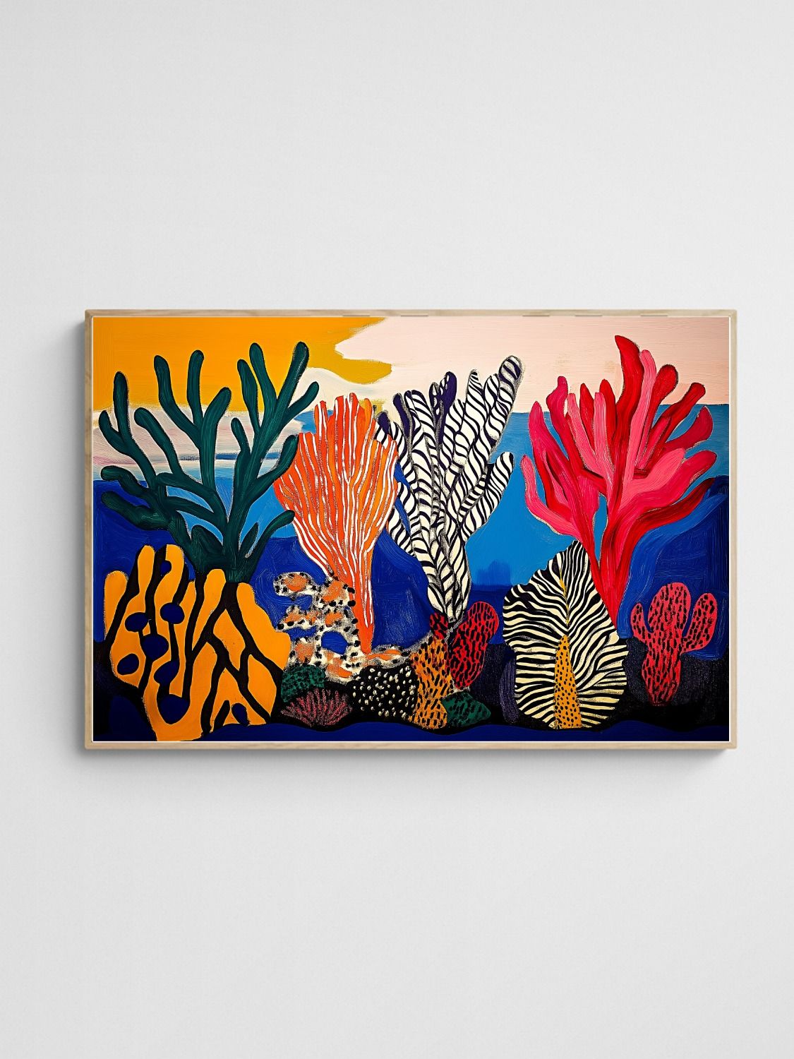 coral abstract art prints Reef Alive 2 art print with Wood 2-3 Landscape frame - high quality giclée print