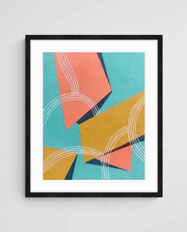 Mid-century geometric abstract painting Tropical Ties art print with Black 4-5 Portrait frame - high quality giclée print