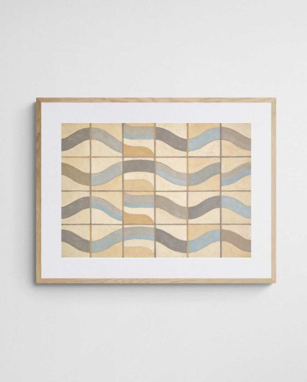 neutral coastal geometric abstract print Gridwave art print with Ornate A Landscape frame - high quality giclée print