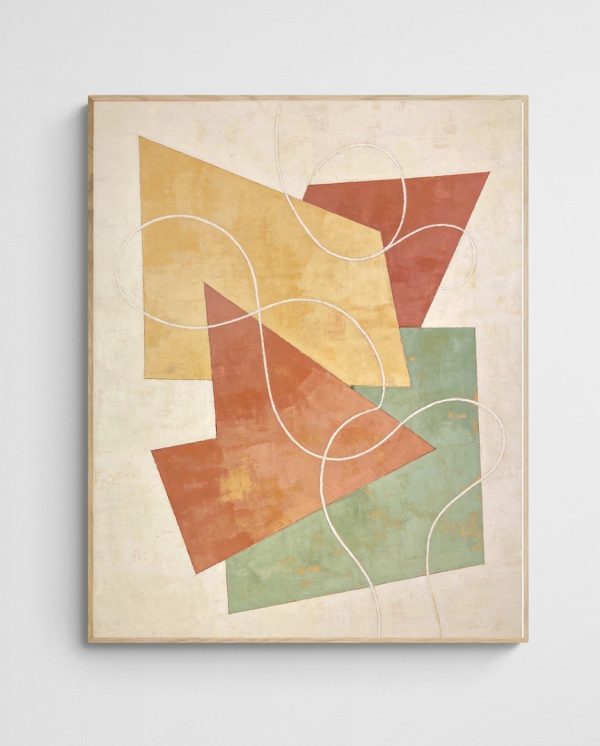 mid century geometric art Serene Fragments art print with Wood 4-5 Portrait frame - high quality giclée print