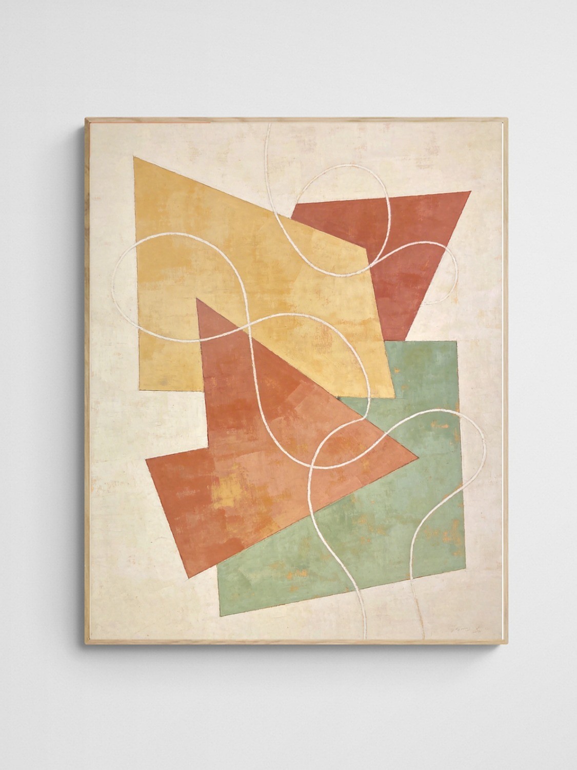 mid century geometric art Serene Fragments art print with Wood 4-5 Portrait frame - high quality giclée print