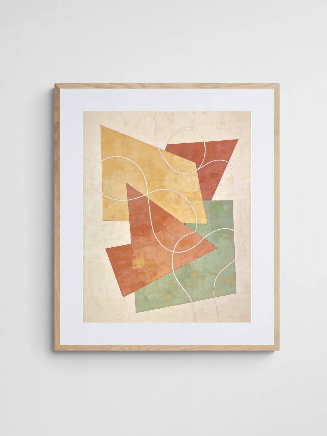 mid century geometric art Serene Fragments art print with Ornate 4-5 Portrait frame - high quality giclée print