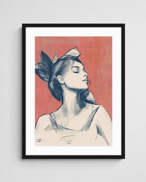 woman portrait art print Silvia in Still Life art print with Black A Portrait frame - high quality giclée print