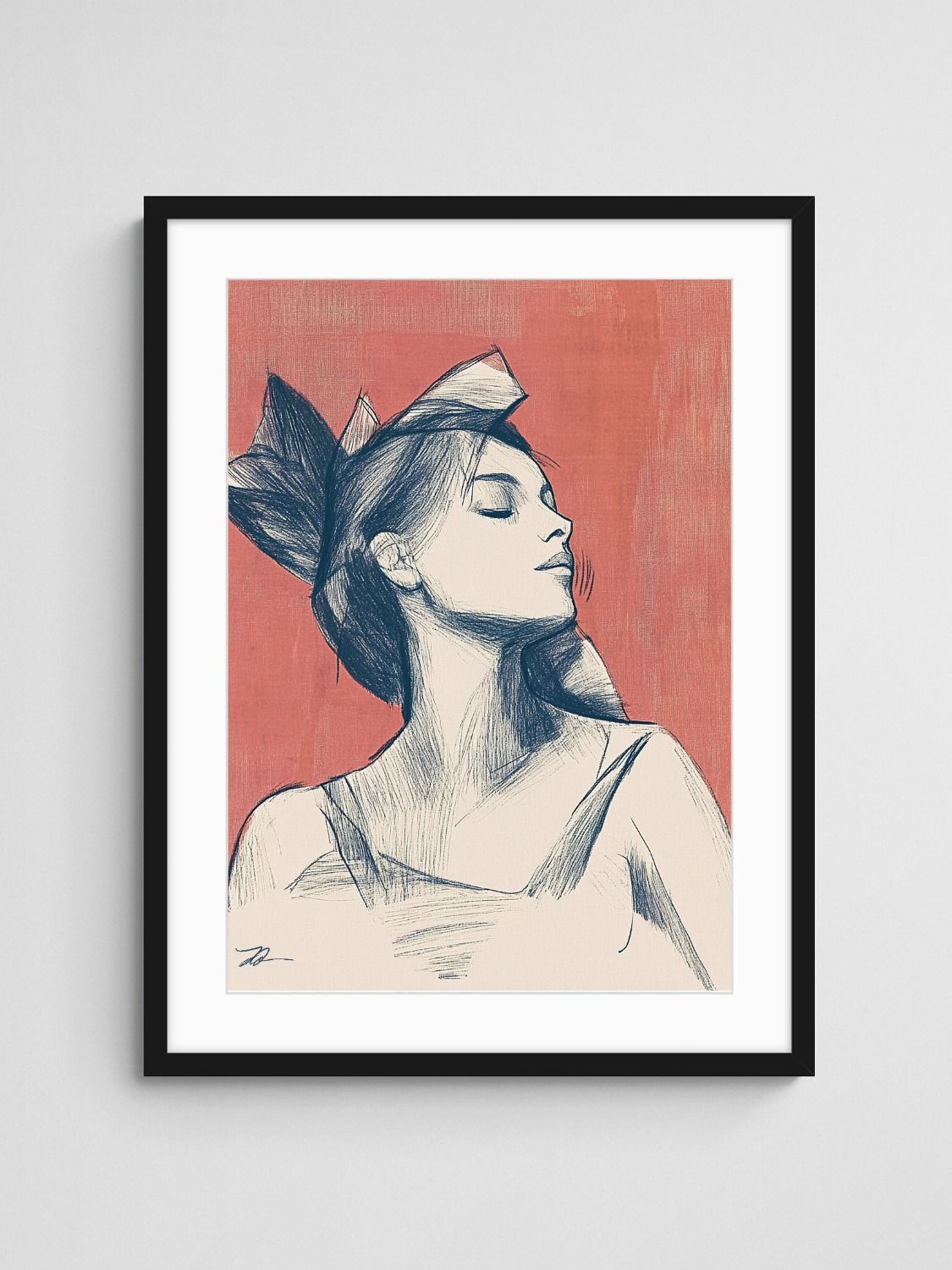 woman portrait art print Silvia in Still Life art print with Black A Portrait frame - high quality giclée print
