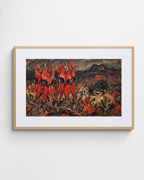Desert Pea Abstract Art Desert Pea Country art print with Ornate 3-5 Landscape frame - high quality giclée print