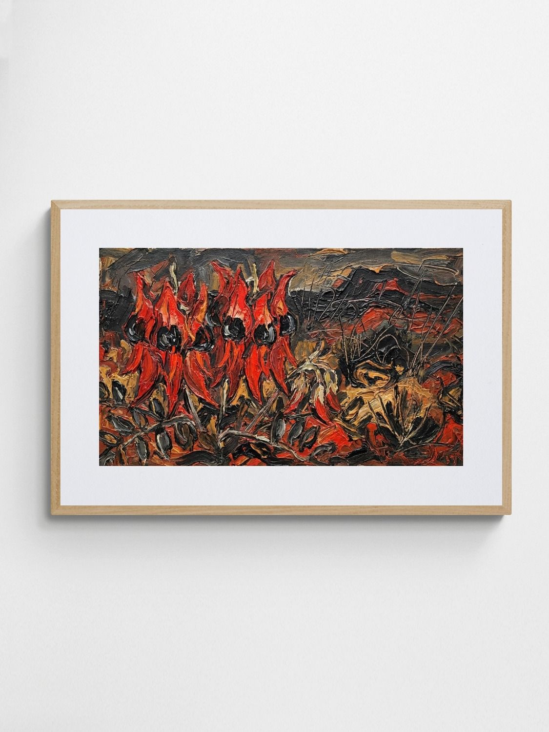 Desert Pea Abstract Art Desert Pea Country art print with Ornate 3-5 Landscape frame - high quality giclée print