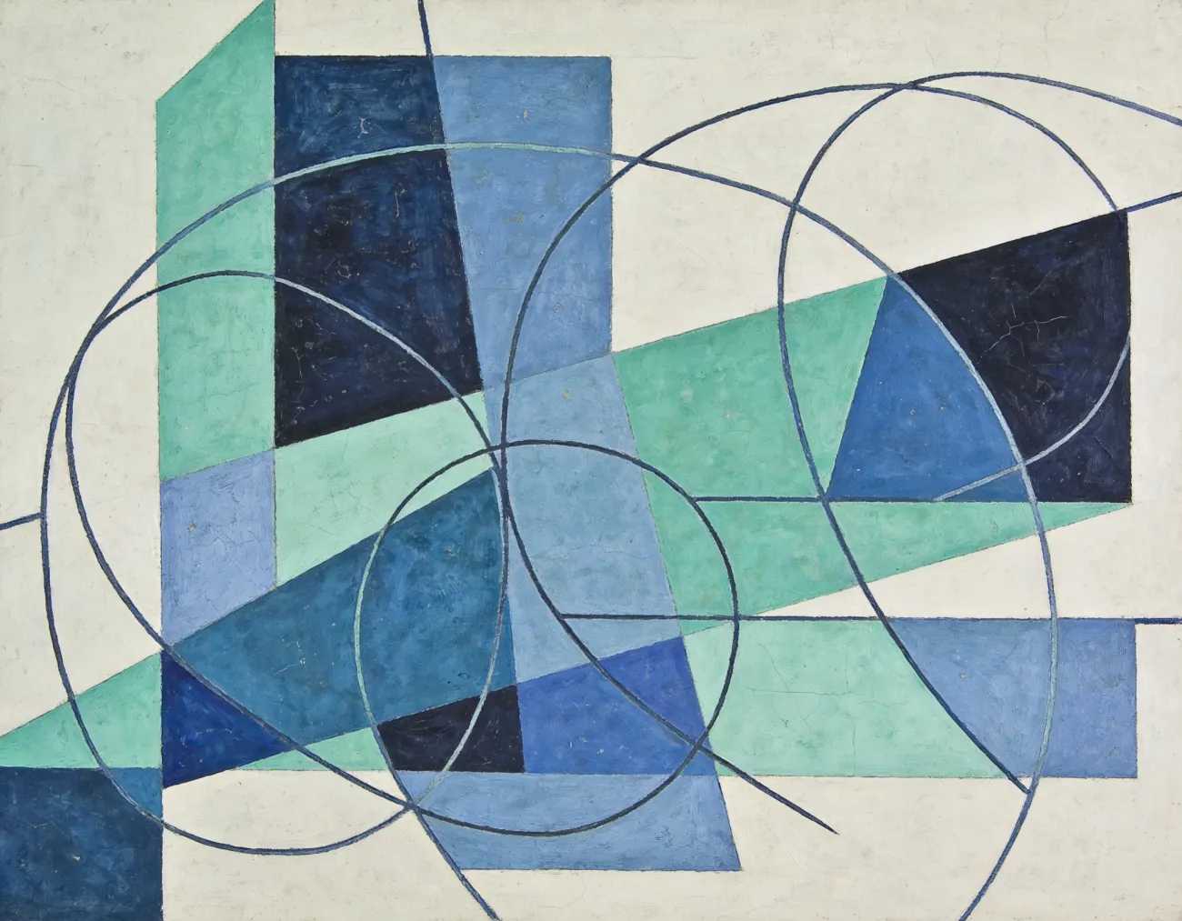 blue geometric abstract art print Chilled Whispers - original abstract wall art print