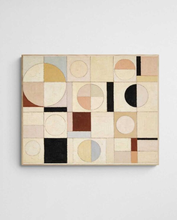 pastel geometric abstract art print Vanilla Harvest 3 art print with Wood 4-5 Landscape frame - high quality giclée print