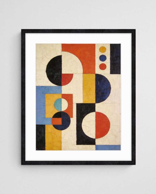Mid century geometric abstract Future Control art print with Black 4-5 Portrait frame - high quality giclée print