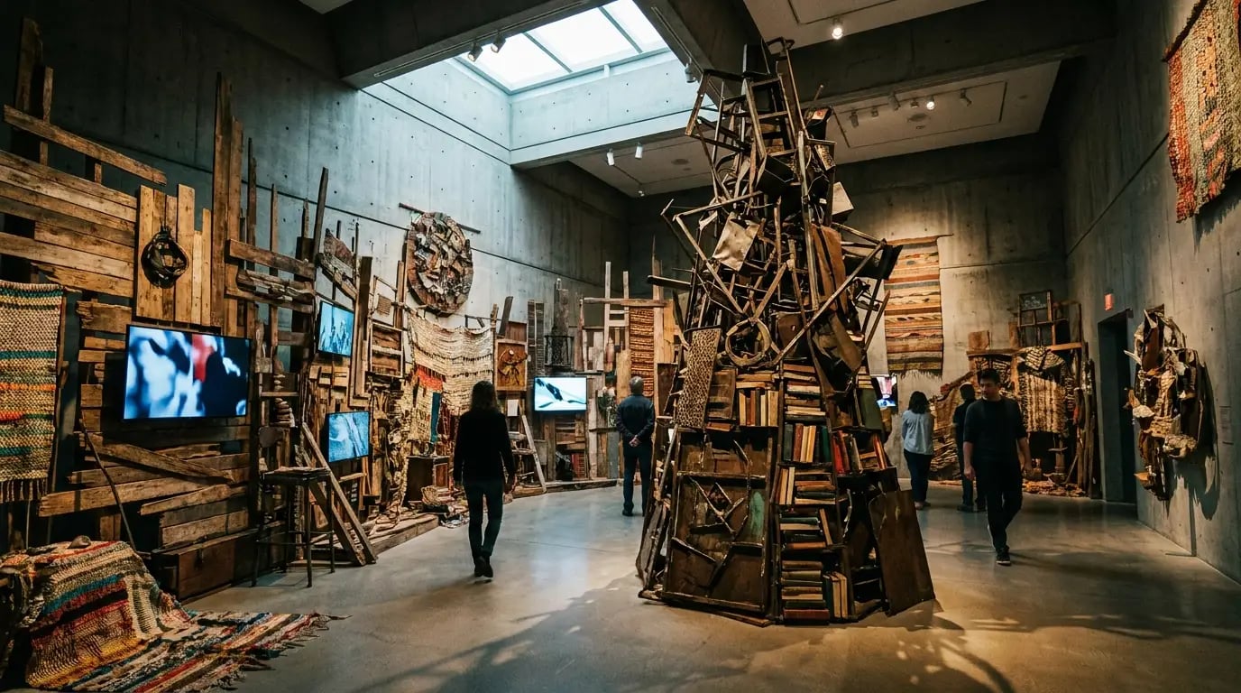 Beyond the Screen - Mixed media art installation visual guide for Beyond the Screen: Post-Digital Art Reimagined