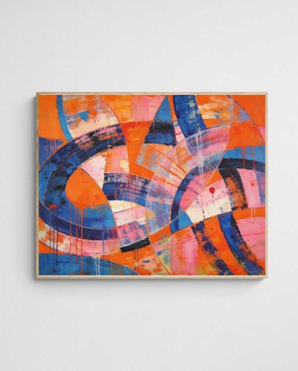 colourful abstract action painting Chaos of Colour art print with Wood 4-5 Landscape frame - high quality giclée print