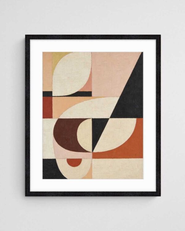 neutral geometric abstract Malt Swirl art print with Black 4-5 Portrait frame - high quality giclée print