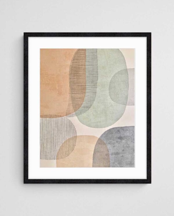 Scandinavian abstract art print Off the Land art print with Black 4-5 Portrait frame - high quality giclée print