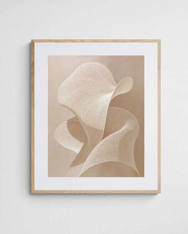 neutral abstract art print Sand Wave art print with Ornate 4-5 Portrait frame - high quality giclée print