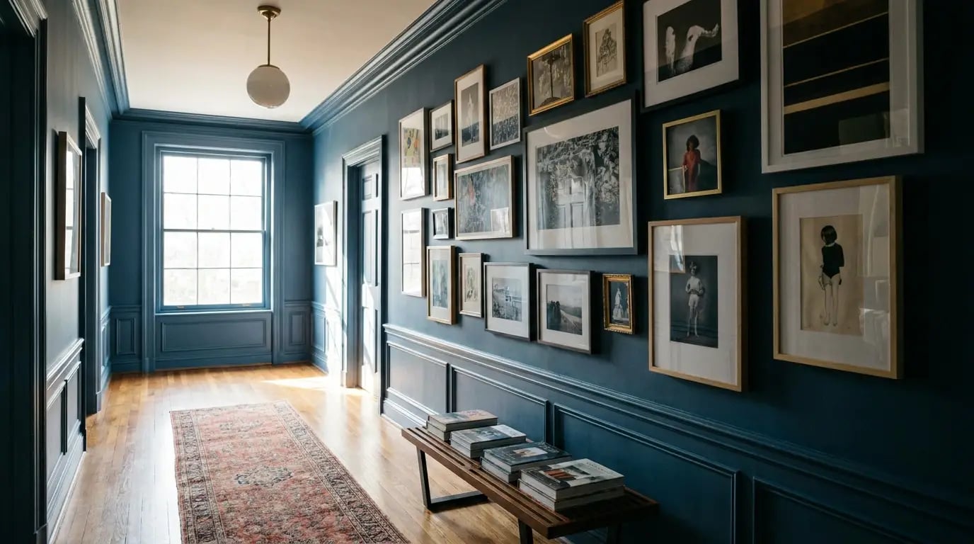 Turn Blank Hallways into Gallery Walls - Gallery wall hallway visual guide for Turn Blank Hallways into Gallery Walls