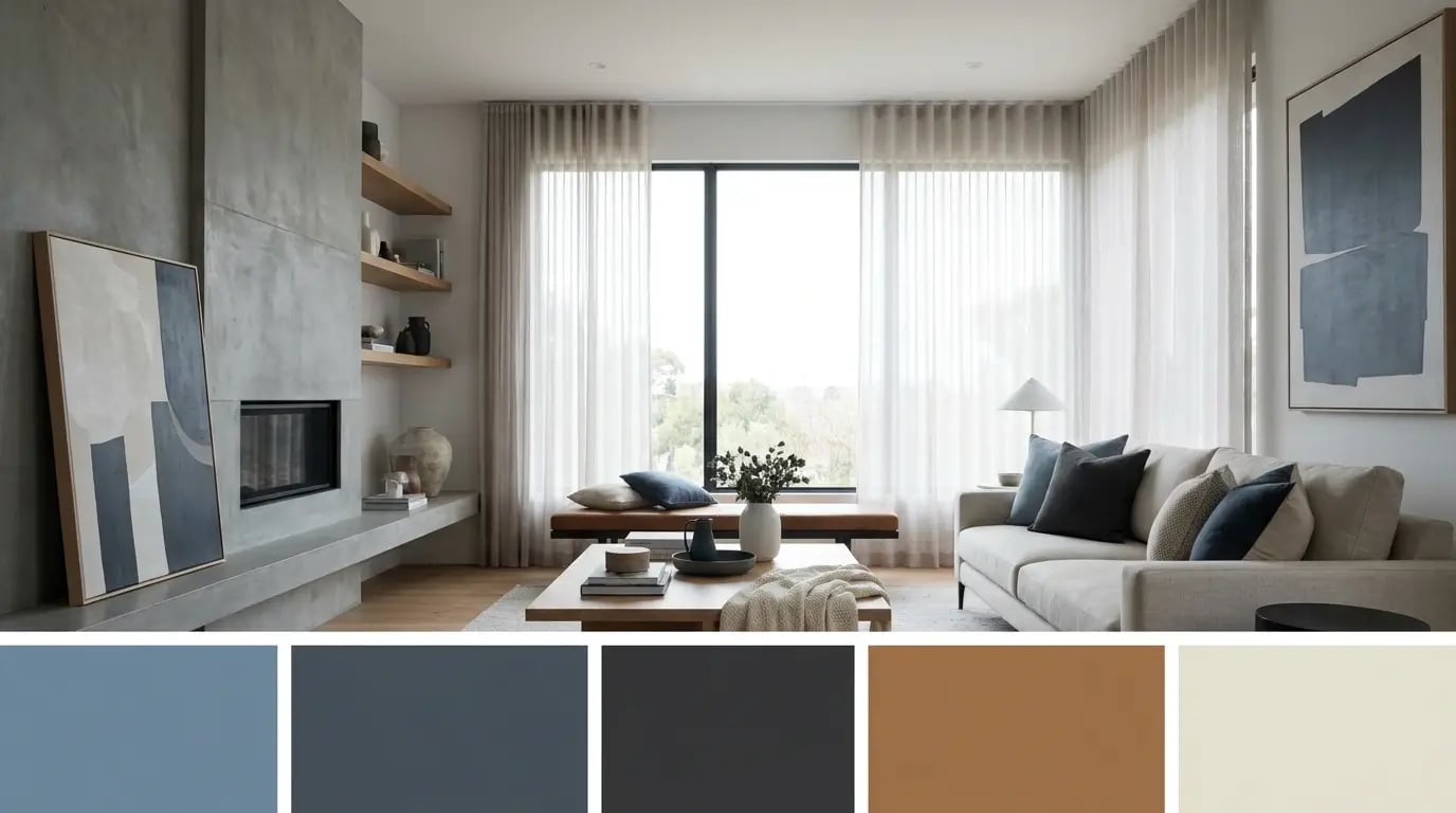 Modern Home Colour Combinations Guide - Modern home interior colour palette visual guide for Modern Home Colour Combinations