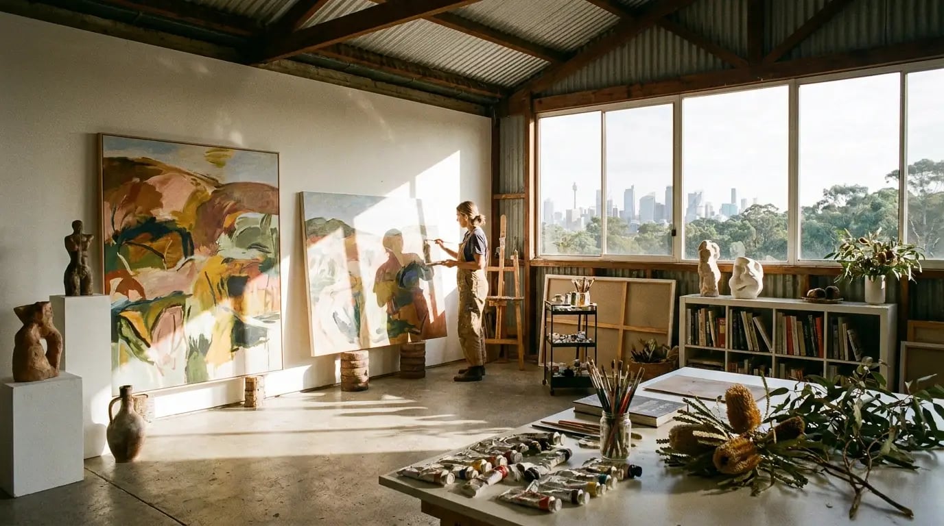 Beyond Outback - Modern Australian artist studio visual guide for Beyond Outback: Redefining Modern Australian Art