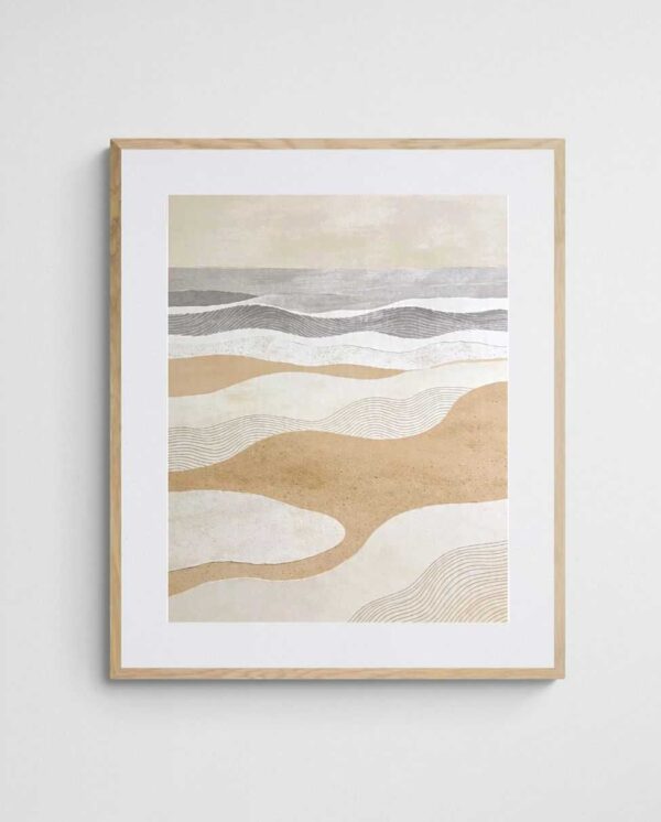 Scandinavian abstract art print Scandi Tide Pools art print with Ornate 4-5 Portrait frame - high quality giclée print