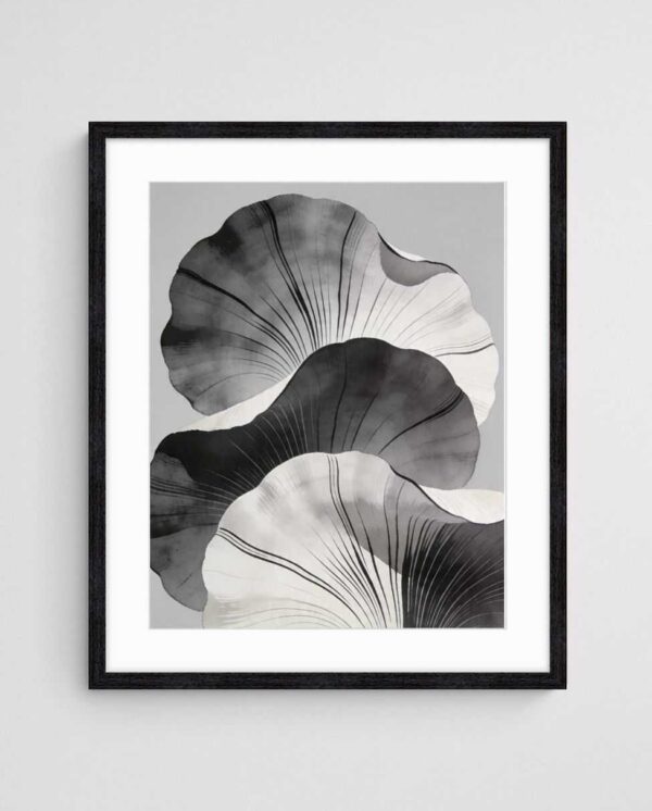 black and white abstract print Underside art print with Black 4-5 Portrait frame - high quality giclée print