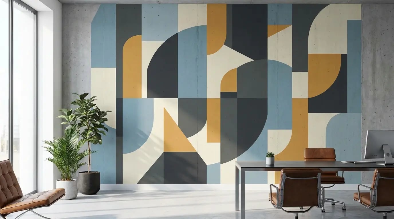 Abstract Office Walls - Abstract office wall mural visual guide for Abstract Office Walls: Productivity Through Color