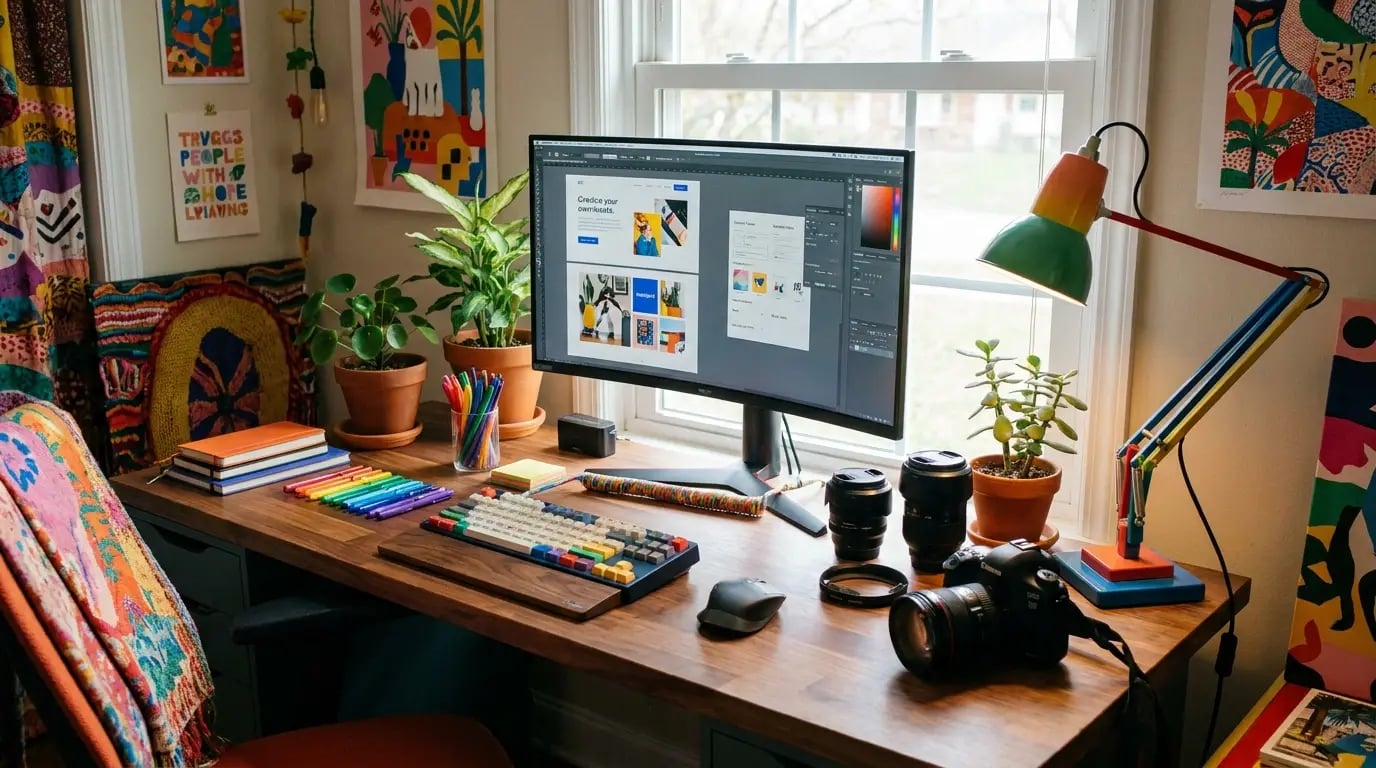 Unlock Focus - Colorful office workspace desk visual guide for Unlock Focus: Colors That Boost Office Productivity