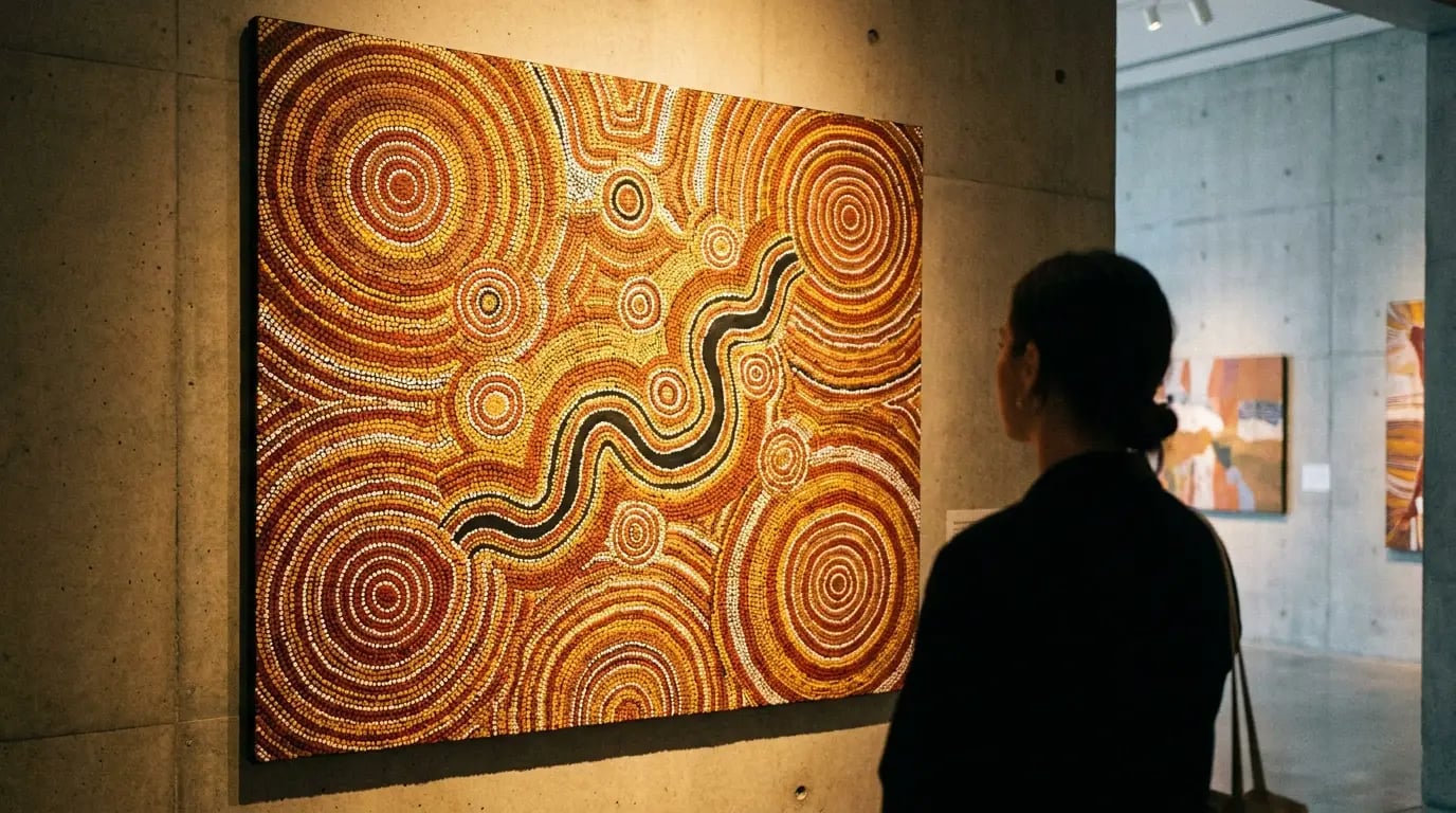 Why Australian Art Defies Western Gallery Rules - Aboriginal dot painting artwork visual guide for Why Australian Art Defies